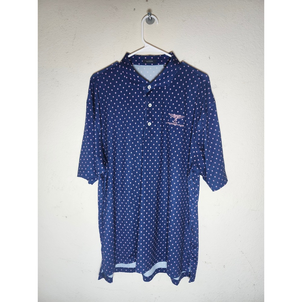 Turtleson Polo Shirt Men XXL Blue Pink Floral The Ooltewah Club Golf Performance